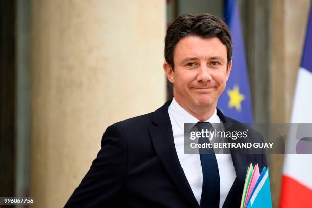 French Government's Spokesperson Benjamin Griveaux leaves on July 11, 2018 after a weekly cabinet meeting at the Elysee palace in Paris.