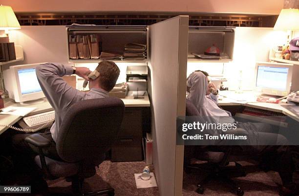 Staffers John C. Bradshaw and Kapil Sharma Esq. Work in Senator Robert Torricelli's temporary office in Dirksen Senate Office Building.