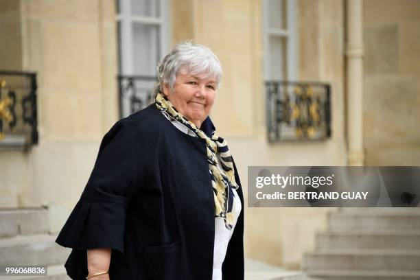 French Minister attached to the Interior Minister Jacqueline Gourault leaves on July 11, 2018 after a weekly cabinet meeting at the Elysee palace in...