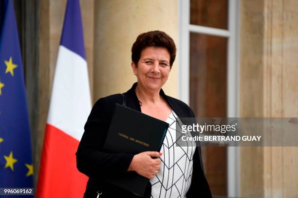 French Minister of Higher Education, Research and Innovation Frederique Vidal leaves on July 11, 2018 after a weekly cabinet meeting at the Elysee...