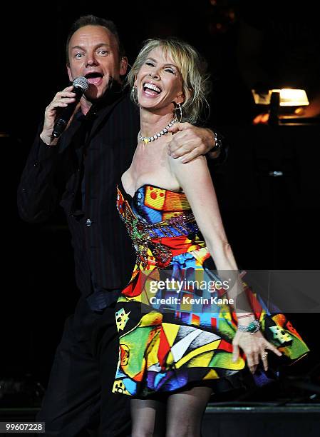Sting and Trudie Styler perform on stage during the Almay concert to celebrate the Rainforest Fund's 21st birthday at Carnegie Hall on May 13, 2010...