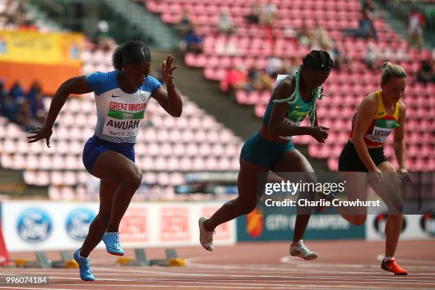Kristal Awuah of Great Britain in action during the a heat of the womens 100m on day two of The IAAF World U20 Championships on July 11, 2018 in...