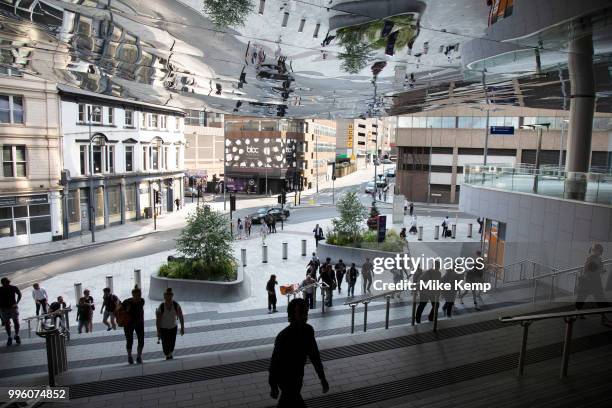 Exterior of Grand Central station in Birmingham, United Kingdom. Grand Central is a shopping centre located in Birmingham, England, that opened on 24...