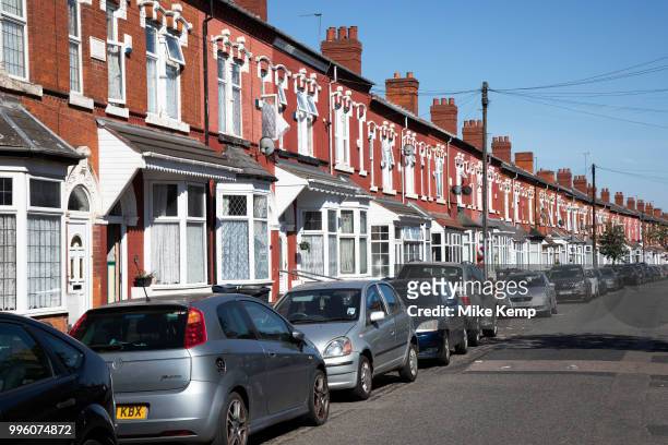 Terraced housing on Ombersley Road in Sparkbrook in Birmingham, United Kingdom. In architecture and city planning, a terraced or terrace house or...