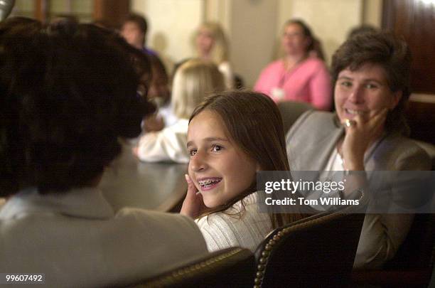 Danielle Kearnell and her Mom's friend Candice Guillardeu of the Sergant at Arms office, chat with guest at the "Take Your Daughter to Work Day"...