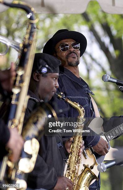Chuck Brown performs at the "Bonfire of the 1040's" Tax Day Demonstration, in which DC tax payers protested the fact that they pay taxes but do not...