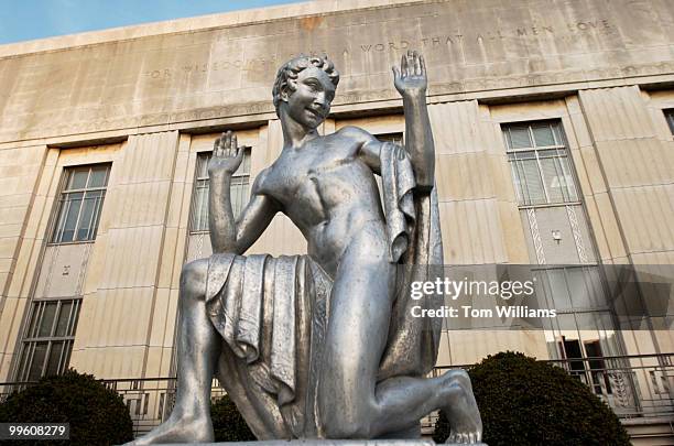 Statue of "Puck" on the grounds of the Folger Shakespeare Library.