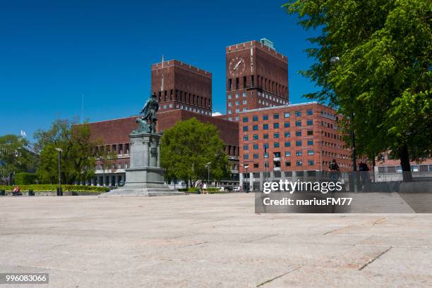 oslo radhus city hall - oslo city hall stock pictures, royalty-free photos & images