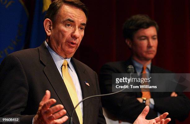 At left, Tommy Thompson, Secretary of Health and Human Services, and Tom Scully, Administrator of the Center for Medicare and Medicaid Services ,...