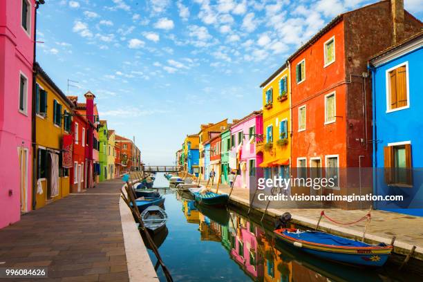 colourful burano - venice italy stock pictures, royalty-free photos & images