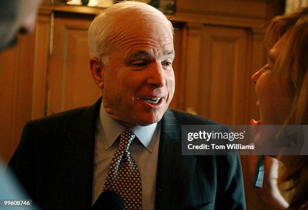Sen. John McCain, R-Ariz., speaks to the press after the Senate Luncheons, Tuesday.