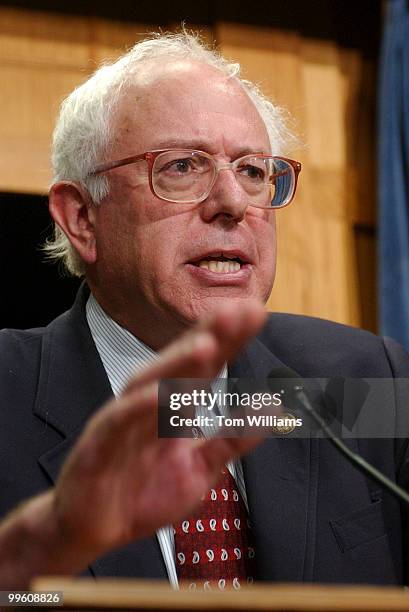 Rep. Bernie Sanders, I-Vt., speaks at a news conference with Democratic members of Congress, who are opposed to the House passage of the Iraq...