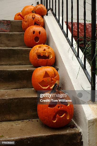 Jack O Lanterns decorate a porch on Constitution Ave., NE, on Capitol Hill.
