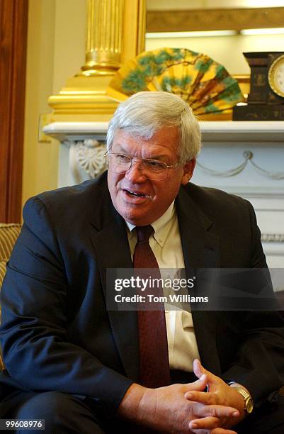 Speaker of the House Dennis Hastert, R-Ill., is interviewed by Roll Call in his Capitoloffice.