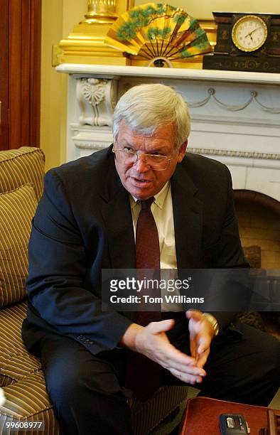 Speaker of the House Dennis Hastert, R-Ill., is interviewed by Roll Call in his Capitoloffice.
