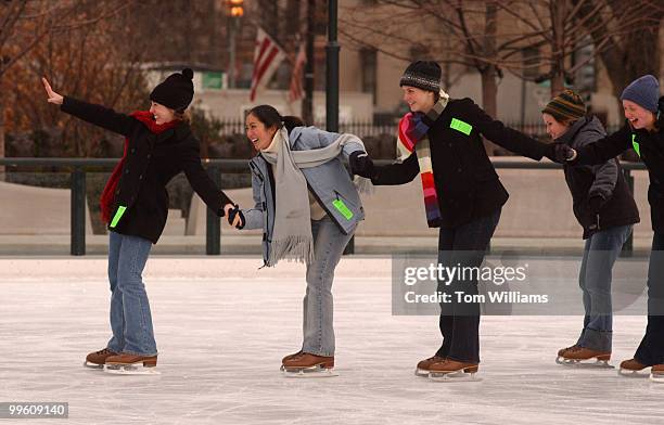 From left, Rachel Duffie, Kathleen Kalinger, Diane Patterson, Emily Shaw and Liz Gossens, all juniors at Stone Rigde School in Bethesda, Md., enjoy...