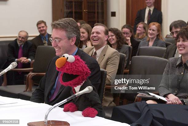 Elmo, from "Sesame Street", makes his first appearence on Captiol Hill before the House Appropriations Subcommittee on Labor, Health and Human...