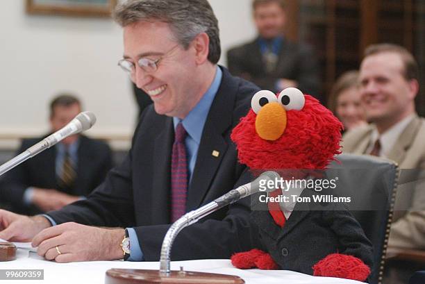 Elmo, from "Sesame Street", makes his first appearence on Captiol Hill before the House Appropriations Subcommittee on Labor, Health and Human...