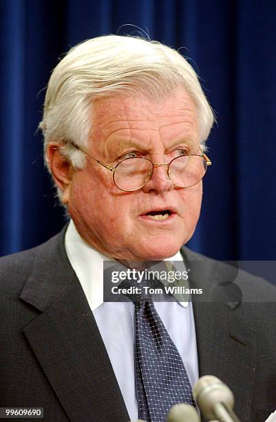 Sen. Ted Kennedy, D-MA, speaks at a press conference urging President Bush to add a prescription drug benefit to Medicare.