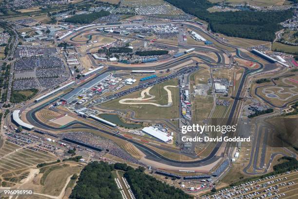 JUlY, 2018. Aerial View of the British Grand Prix at Silverstone, on 8th July 2018. Aerial Photograph by David Goddard/ Getty Images