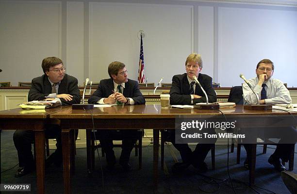 From left, Charles Cook, editor of The Cook Political Report, Stephen Moore, president of the Club for Growth, Will Marshall of the Progressive...