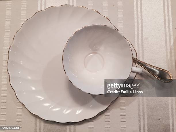 seashell teacup set - emilia stock-fotos und bilder