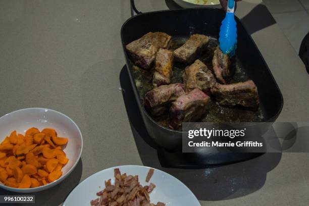 lamb stew preparation - lamb stew stock pictures, royalty-free photos & images