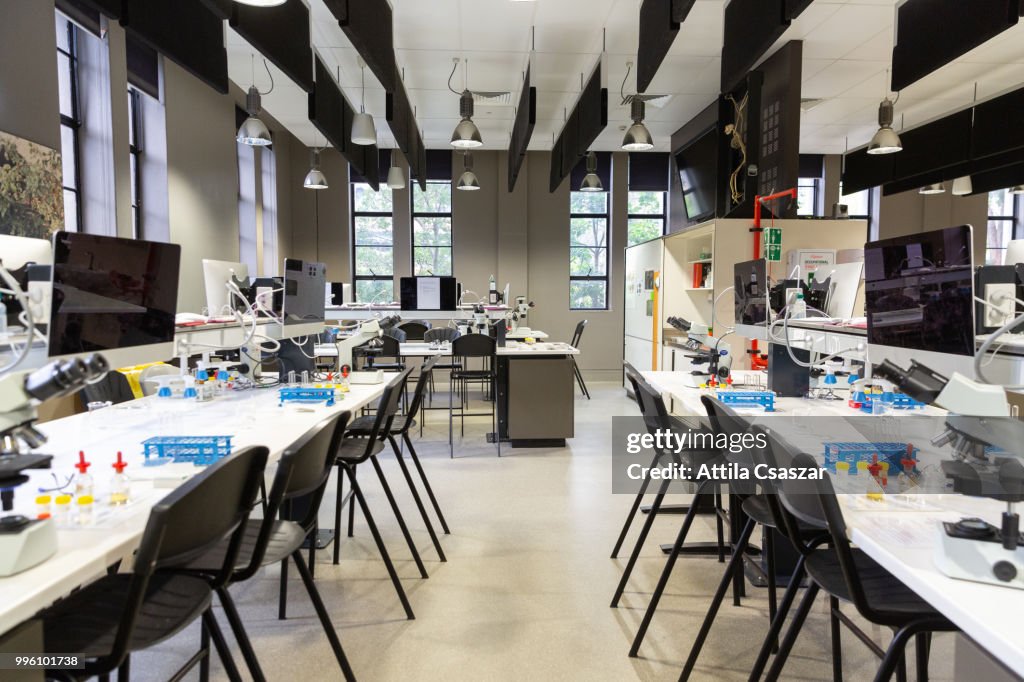 Laboratory with microscopes and other equipments