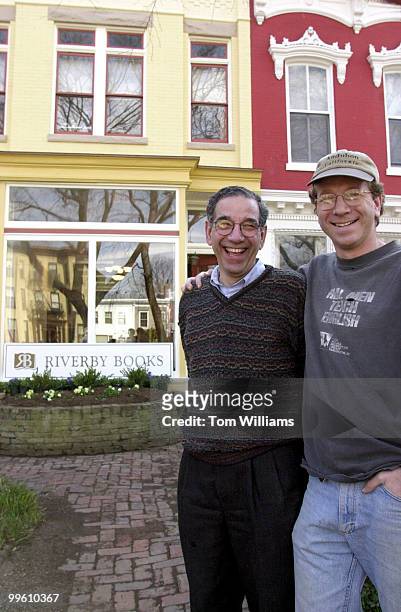 Father and son co-owners Steve, left, and Paul Cymrot in front of Riverby Books on East Capitol Street.