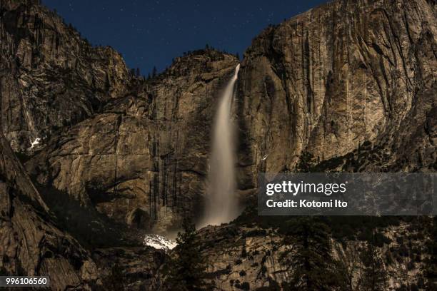 yosemite falls under the moon - ito stock pictures, royalty-free photos & images