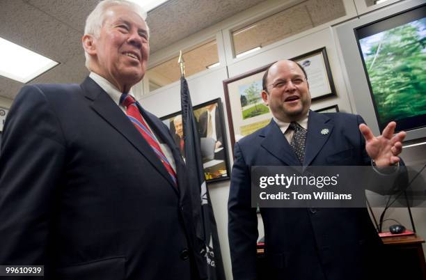 Sen. Dick Lugar, R-Ind., meets with actor Jason Alexander who visited the Senator on behalf of the OneVoice Peaceworks Foundation Entertainment...