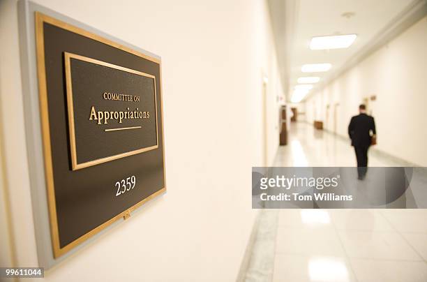 Sign on the door of the House Appropriations Committee hearing room in Rayburn Building, September 3, 2009.