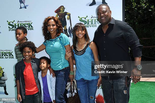 Actress Holly Robinson Peete, Rodney Peete and family arrive at the premiere of DreamWorks Animation's "Shrek Forever After" at Gibson Amphitheatre...