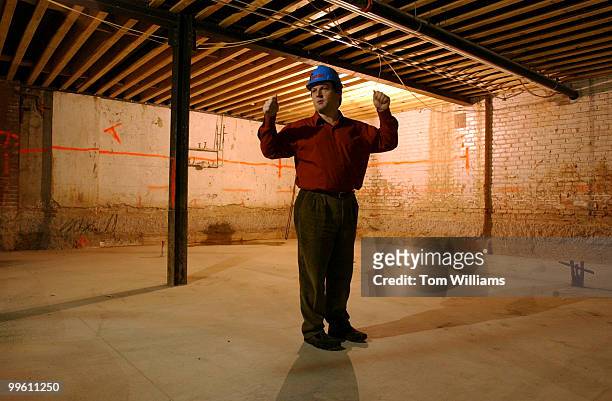 Scott Kenison shows the basement of Atlas Performing Arts Center on H street, NE, during it's construction.