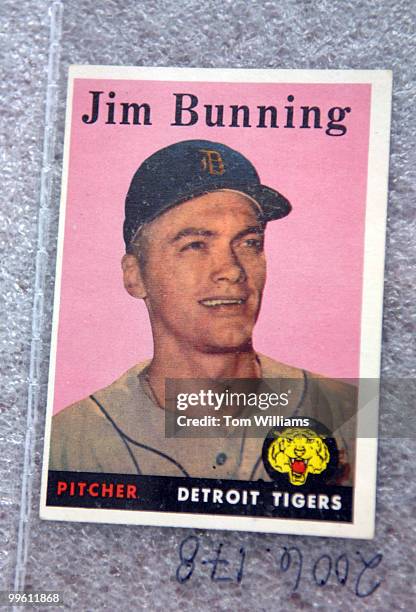 Sen. Jim Bunning, R-Ky., baseball card is part of the House Office of History and Preservation, congressional baseball game collection.