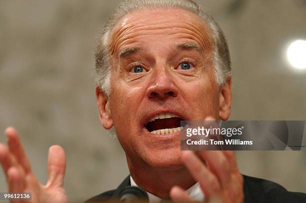 Sen. Joe Biden, D-Del., makes an opening statement a a hearing of the Senate Foreign Relations Committee on the transition of power to Iraq. Former...