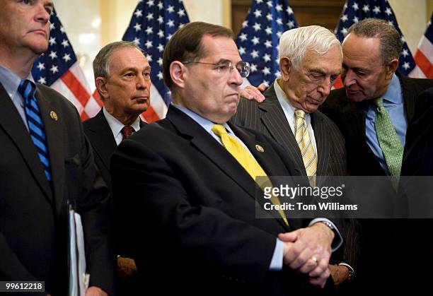 Sen. Charles Schumer, D-N.Y., right, has a word with Sen. Frank Lautenberg, D-N.J., during a news conference to introduce the James Zadroga 9/11...