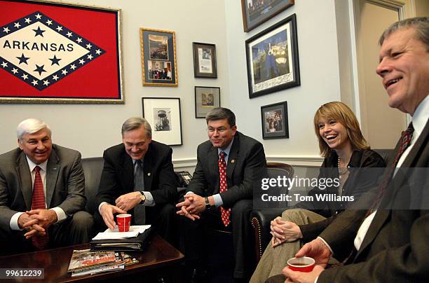 From left, Blue Dogs Allen Boyd, D-Fla., Dennis Moore, D-Kan., Mike Ross, D-Ark., Stephanie Herseth, D-S.D., and John Tanner, D-Tenn., are...