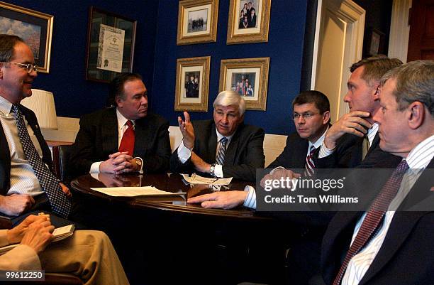 Blue Dogs are interviewed by Roll Call in Dennis Cardoza's office. From left are Jim Cooper, D-Tenn., Dennis Cardoza, D-Calif., Allen Boyd, D-Fla.,...