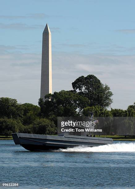 Combat boat named Joint Multimission Expeditionary Craft , motors through the Potomac River. The JMEC is made by Northrop Grumman, was in Washington...