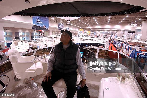 Wesley Wicks checks out the 420 Sedan Bridge yacht by Sea Ray. The yacht retails for $529,900. The 43rd Annual Washington Boat Show held in the...