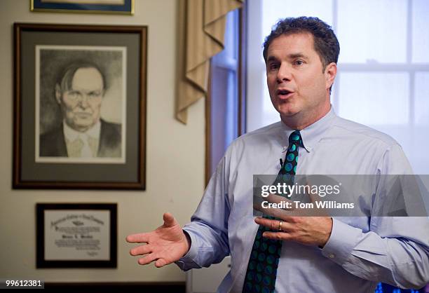 Rep. Bruce Braley, D-Iowa, talks about a picture of Clarence Darrow, during a tour of his office, March 12, 2010.