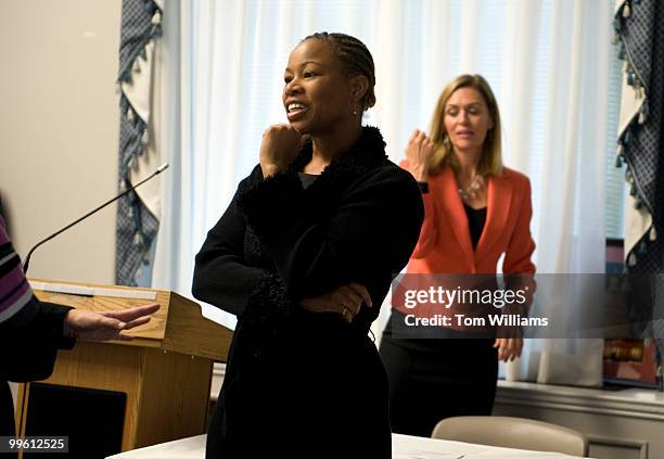 Zoanne Clack, left, supervising producer for the ABC show "Grey's Anatomy" and Sandra de Castro Buffington, director of "Hollywood, Health & Society"...