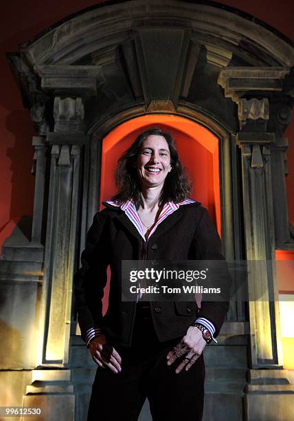 Chrysanthe Broikos, curator, National Building Museum, is photographed in front of a copper dormer from the Carnegie Mansion, New York on display in...