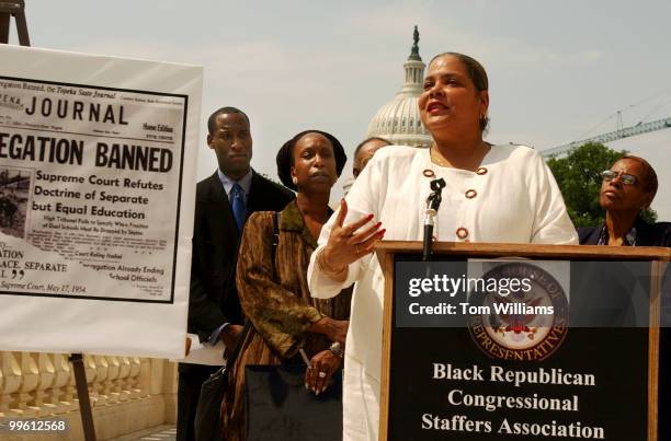 Virginia Walden-Ford of DC Parents for School Choice, speaks at a news conference of the Black Republican Congressional Staff Association ,...