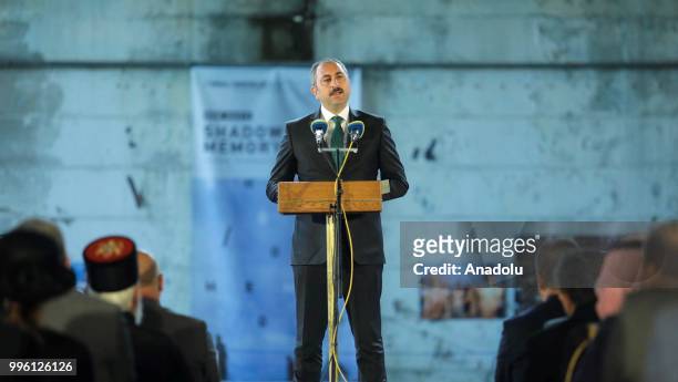 Turkey's Minister of Justice Abdulhamit Gul delivers a speech during a ceremony, to mark the 23rd anniversary of the 1995 Srebrenica massacre, in the...