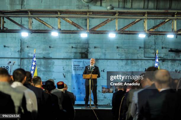 Turkey's Minister of Justice Abdulhamit Gul delivers a speech during a ceremony, to mark the 23rd anniversary of the 1995 Srebrenica massacre, in the...