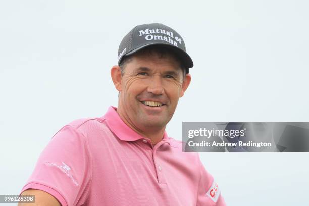 Padraig Harrington of Ireland in action during the Pro Am event prior to the start of the Aberdeen Standard Investments Scottish Open at Gullane Golf...