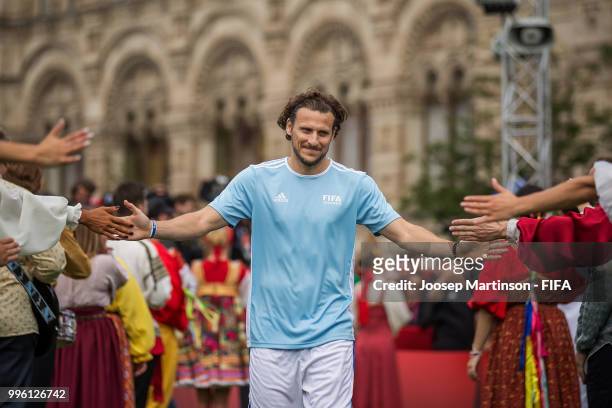 Diego Forlan is being greeted during the Legends Football Match in Red Square on July 11, 2018 in Moscow, Russia.