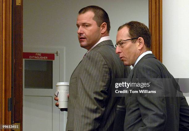 Former Yankee's pitcher Roger Clemens, left, arrives at a House Oversight and Government Reform Committee closed meeting to allegations of his and...